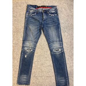 Heritage America Moto Style Distressed Skinny Jeans Denim Women's 32 X33